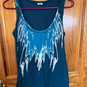 Monrow Teal and White Scoop Neck Tank Top